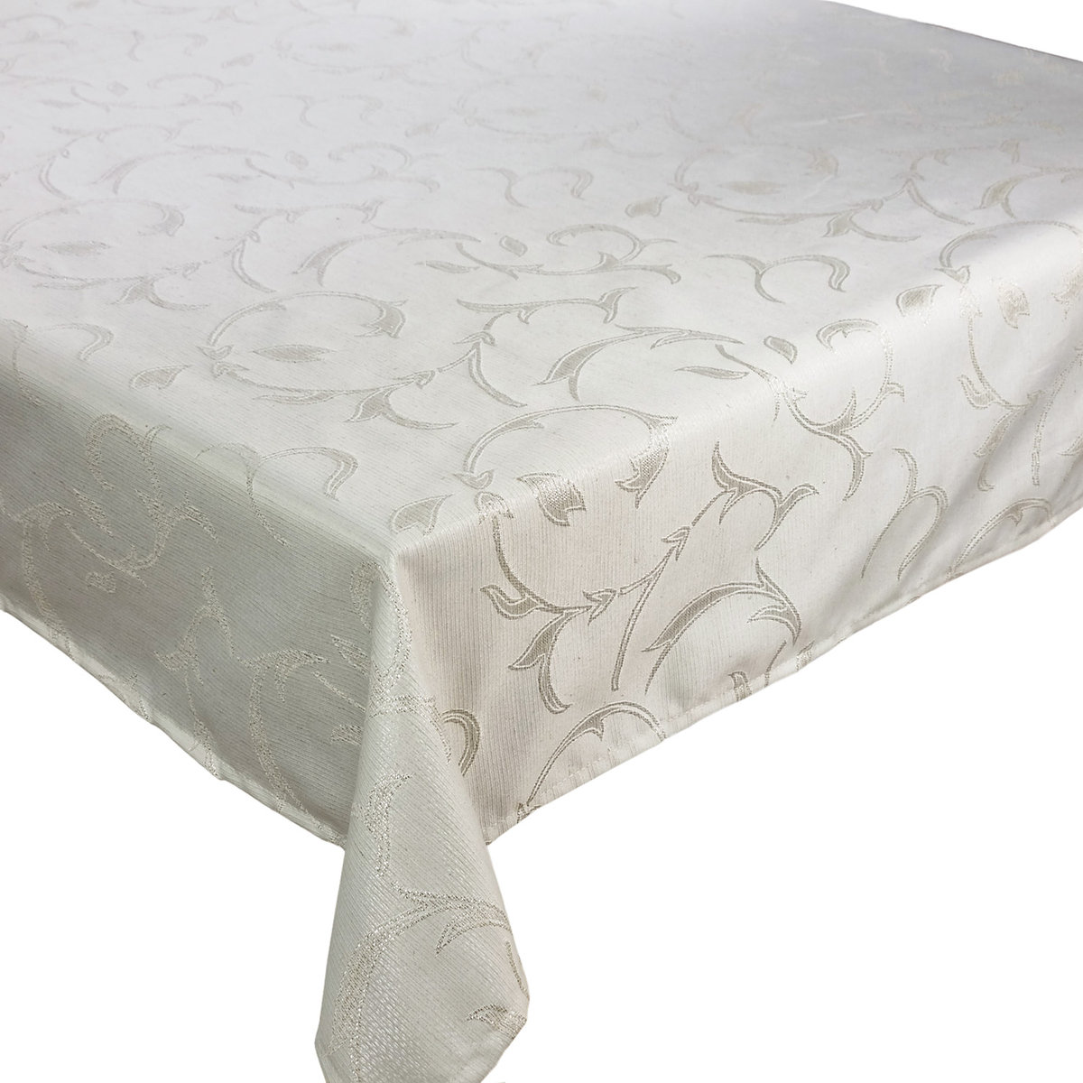 Obrus Obszywany Żakardowy Ines Srebrny Beżowy 02-130x220 cm