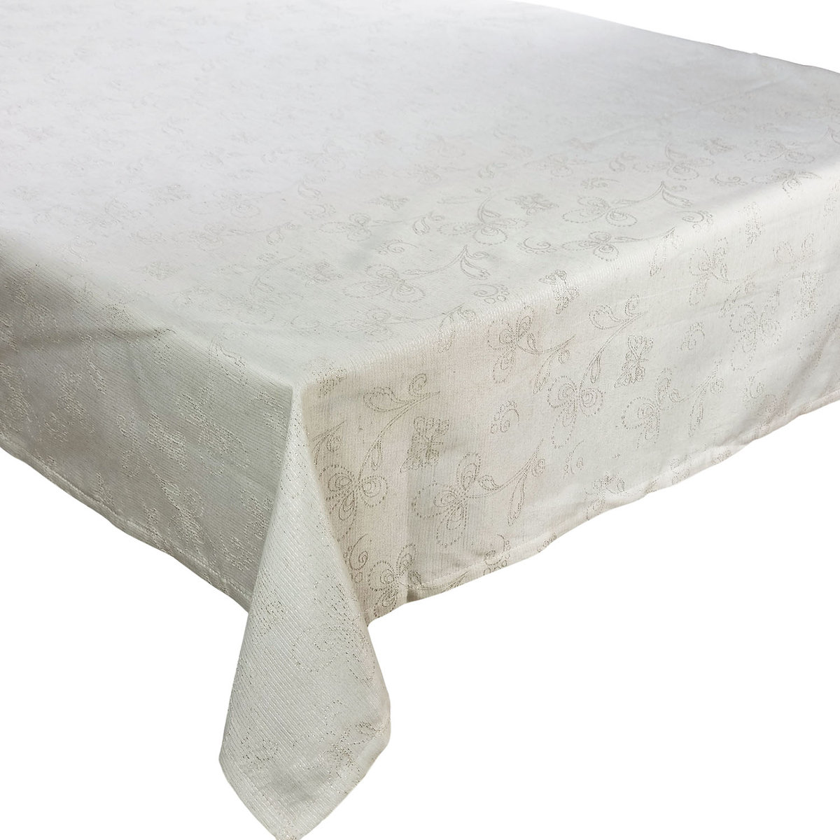 Obrus Obszywany Żakardowy Ines Srebny Beżowy 01-130x280 cm