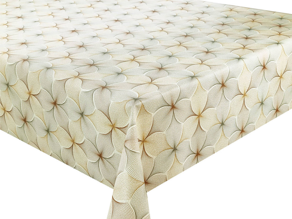 Obrus Ceratowy Złoty Beżowy Kwiaty Glitter MT-5791B-400x137 cm