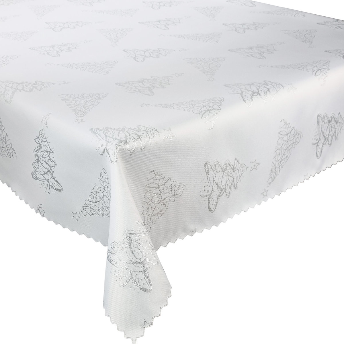 Dwustronny Obrus Plamoodporny Świąteczny Boże Narodzenie Choinka Srebro Z-3401-130x220 cm