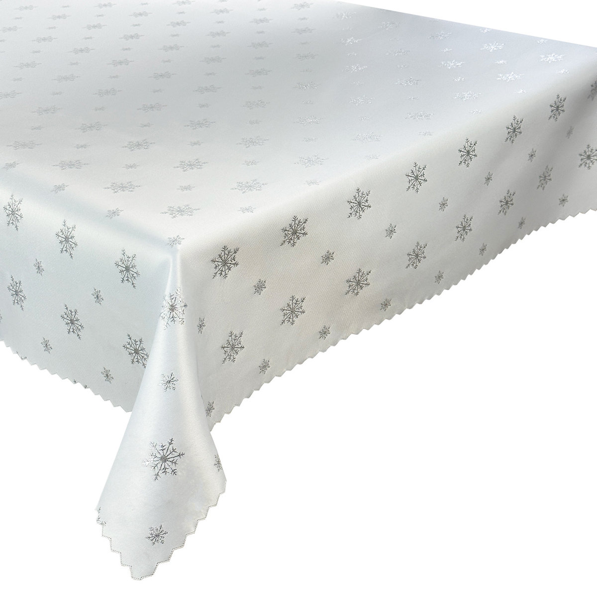 Dwustronny Obrus Plamoodporny Świąteczny Śnieg Srebrny 1-130x160 cm
