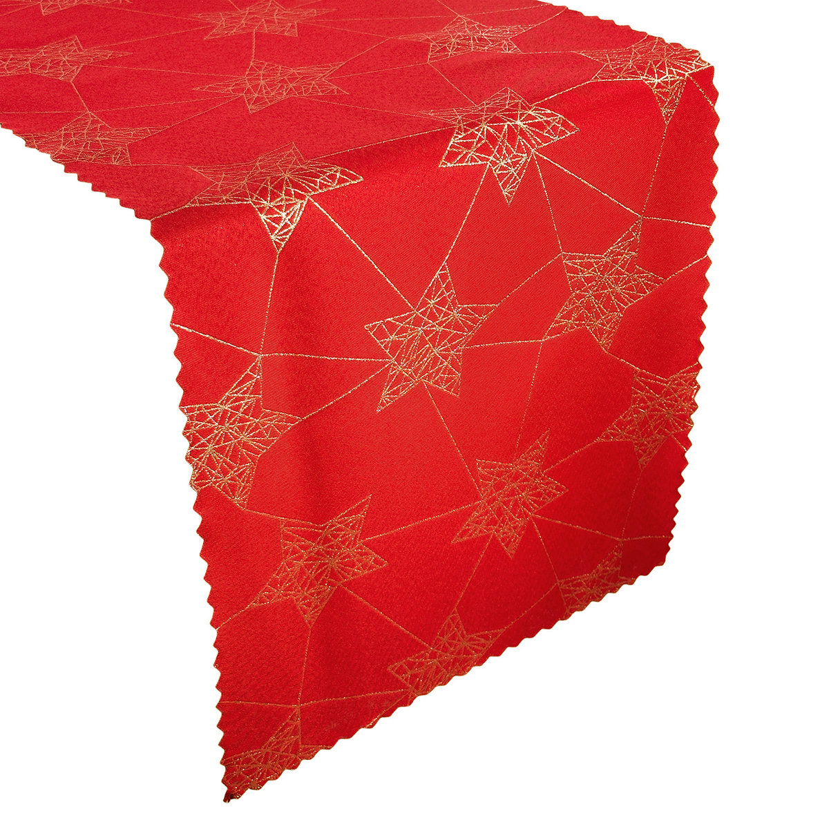 Dwustronne Bieżniki Plamoodporne Świąteczny Czerwony Złote Gwiazdy Z-3418-50x100 cm