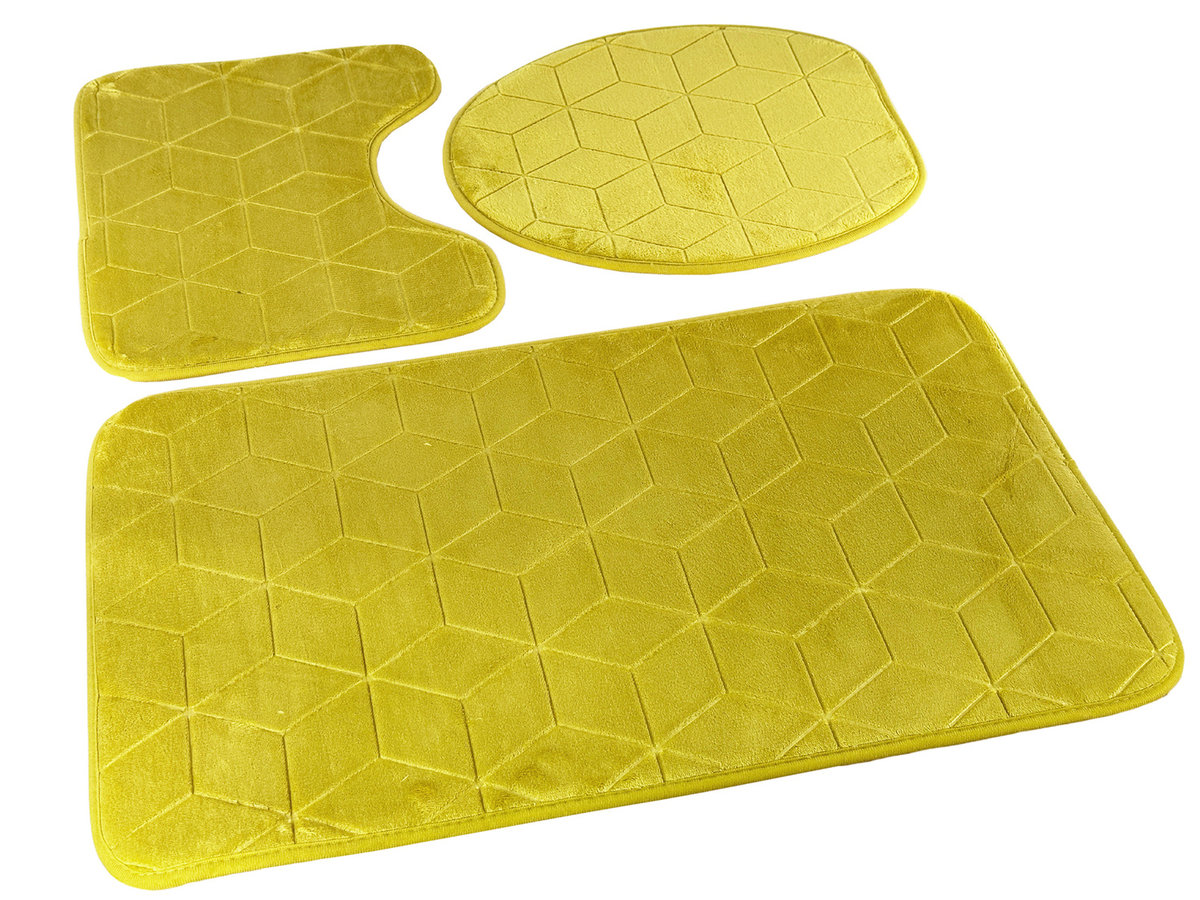 Dywaniki Łazienkowe Sumba Oliwkowy 31 - Trzyczęściowy-3cz. kpl: Dywanik 45x75+ podkładka 45x35+ nakładka 44x38 cm