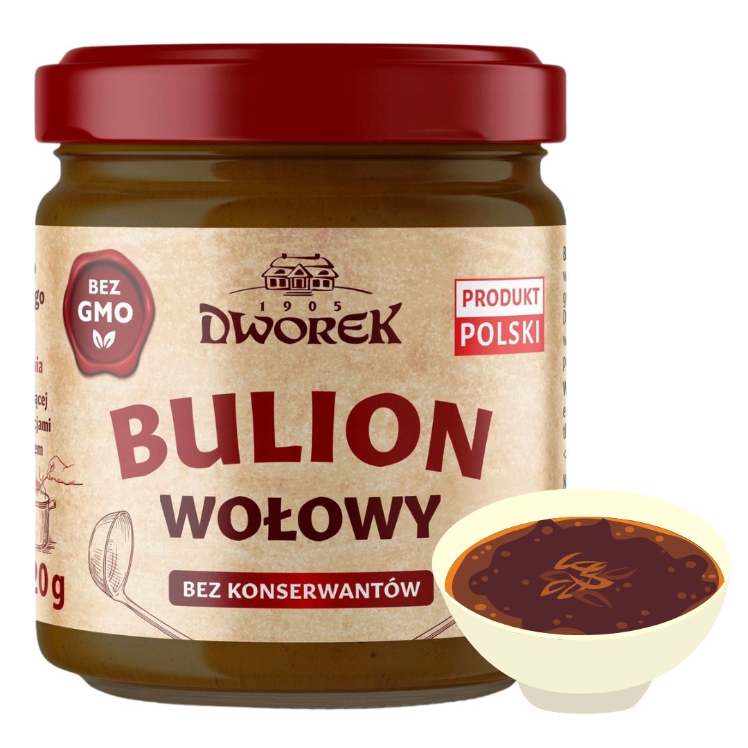 ,Bulion wołowy 130g w słoiku bez konserwantów bez GMO Dworek polski produkt