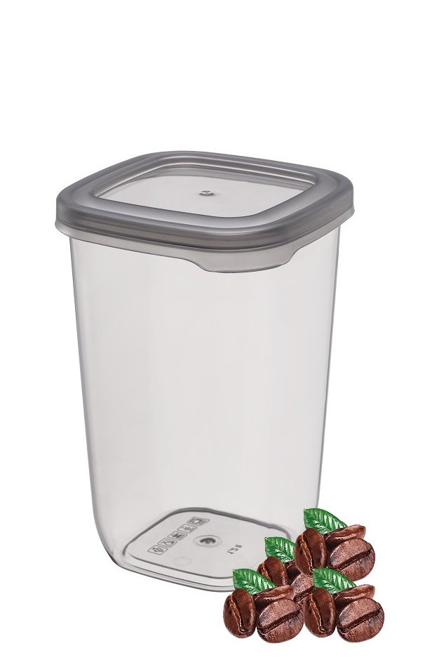 Pojemnik plastikowy do przechowywania żywności gładki kwadratowy VADO 1200 ml wysoki szary transparentny