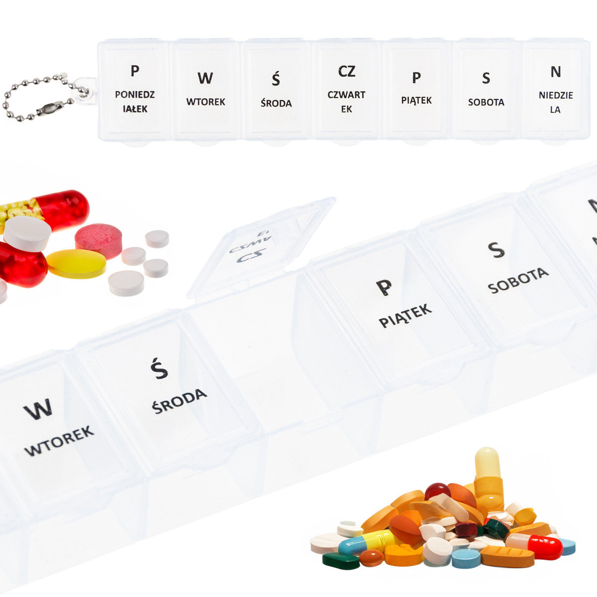 POJEMNIK KASETKA NA LEKI TABLETKI PUDEŁKO ORGANIZER TYGODNIÓWKA 7 DNI PL