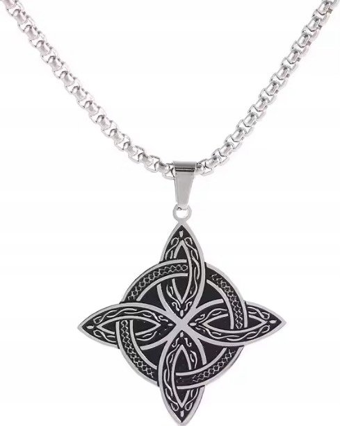 Srebrny Naszyjnik Vintage Amulet Celtycki Łańcuszek STAL Punk Gothic