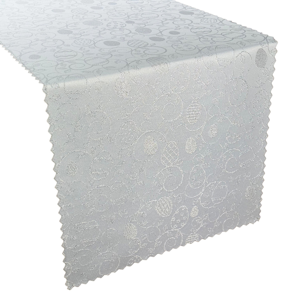 Dwustronne Bieżniki i Serwety Plamoodporne Świateczne Wielkanoc 2425 Jajko Ornament Srebro-40x80 cm