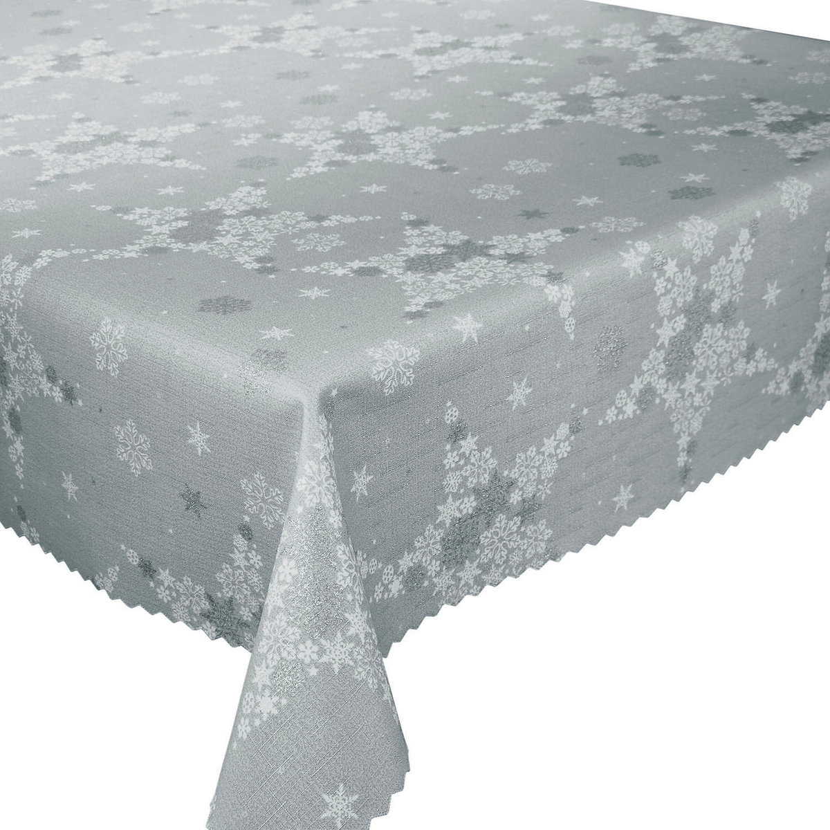 Dwustronny Obrus Plamoodporny Świąteczny Srebrny Śnieg Gwiazda-140x160 cm