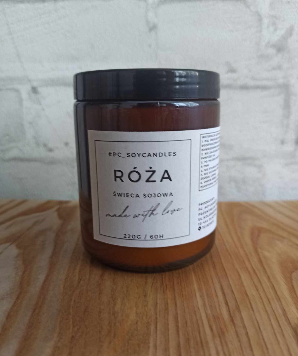 Świeca Sojowa Zapachowa Róża 250ml 60h Drewniany knot