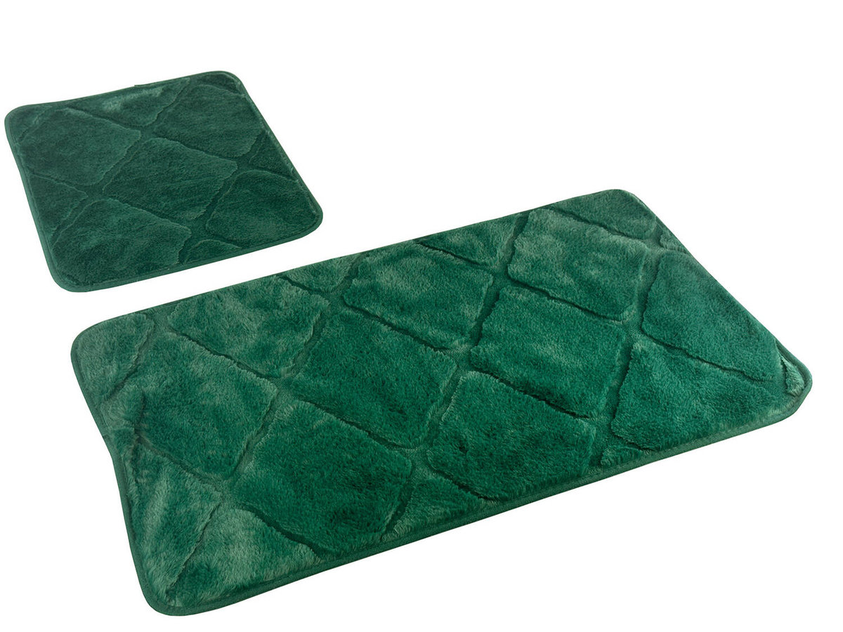 Dywaniki Łazienkowe Muna Zielony - Dwuczęściowy-2 cz. kpl.: Dywanik 45x75+ podkładka 45x35 cm