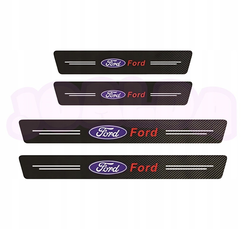 OCHRONNE nakładki NAKLEJKI folia NA PROGI logo FORD carbon 4 szt.