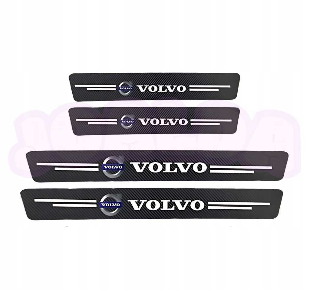 OCHRONNE nakładki NAKLEJKI folia NA PROGI logo VOLVO carbon 4 szt.