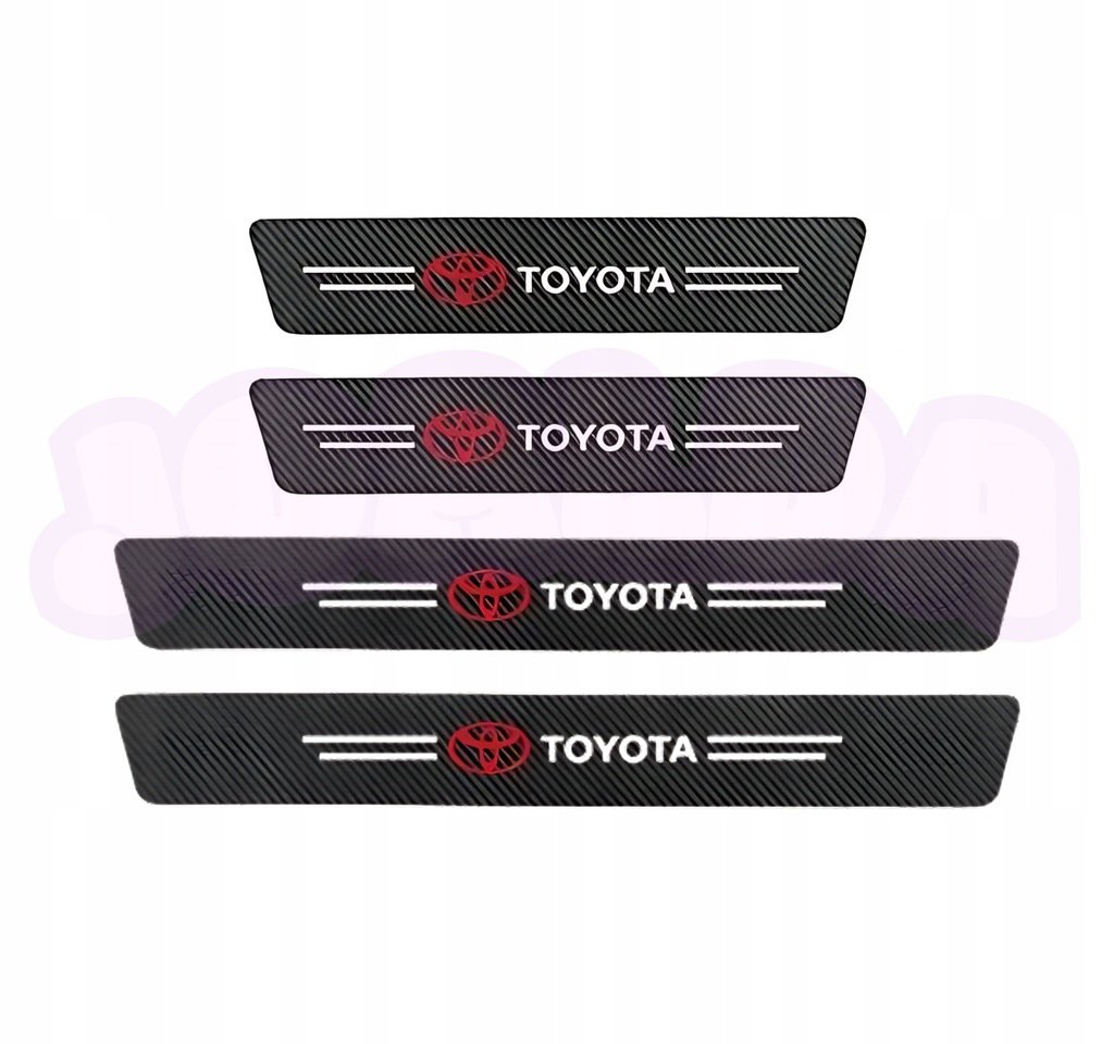 OCHRONNE nakładki NAKLEJKI folia NA PROGI logo TOYOTA carbon 4 szt.