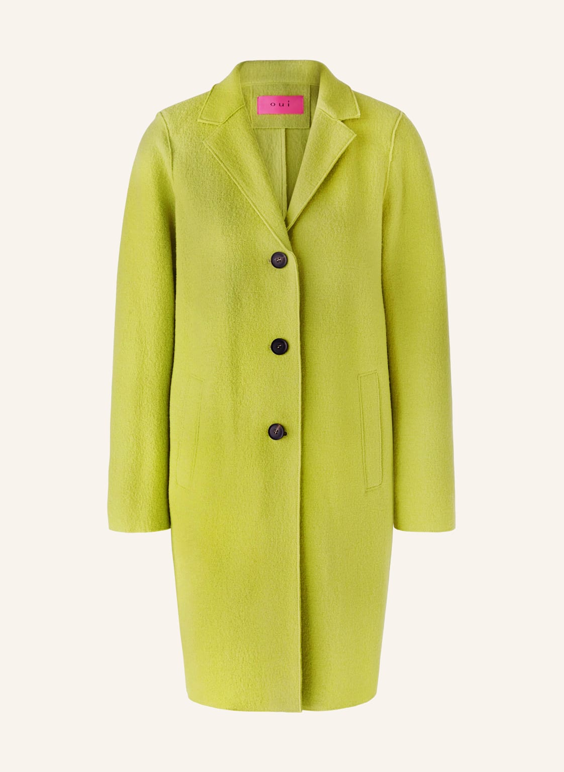 Oui Płaszcz Wełniany gruen