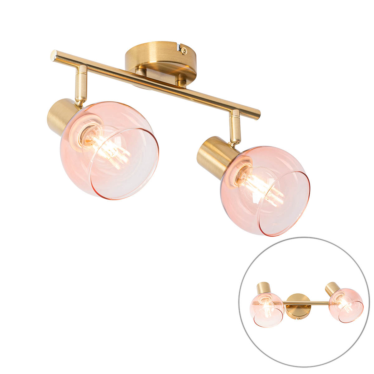 QAZQA Inteligentny reflektor złoty z różowym szkłem, w tym 2 Wifi P45 - Vidro