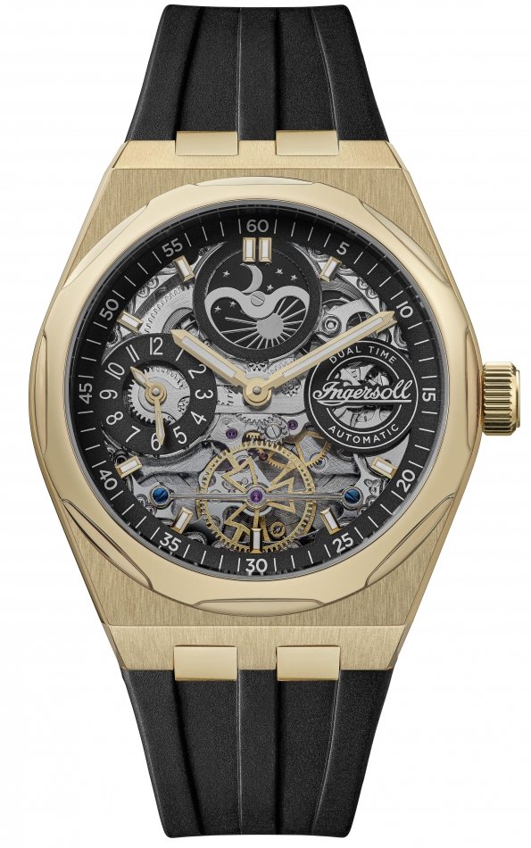 Zegarek męski INGERSOLL I12907 czarny klasyczny skeleton