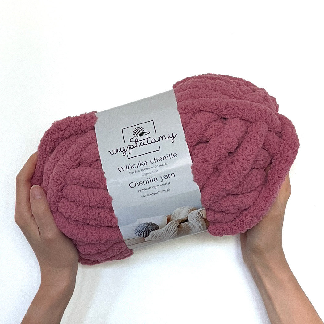 Gruba włóczka chenille Brudny róż