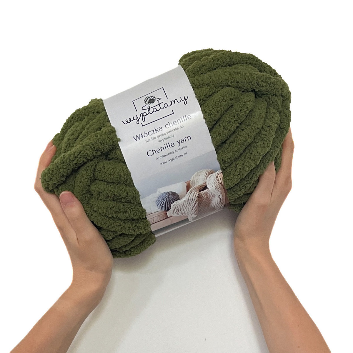 Gruba włóczka chenille Oliwkowy