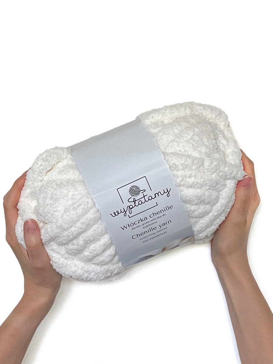 Gruba włóczka chenille Śnieżny biały