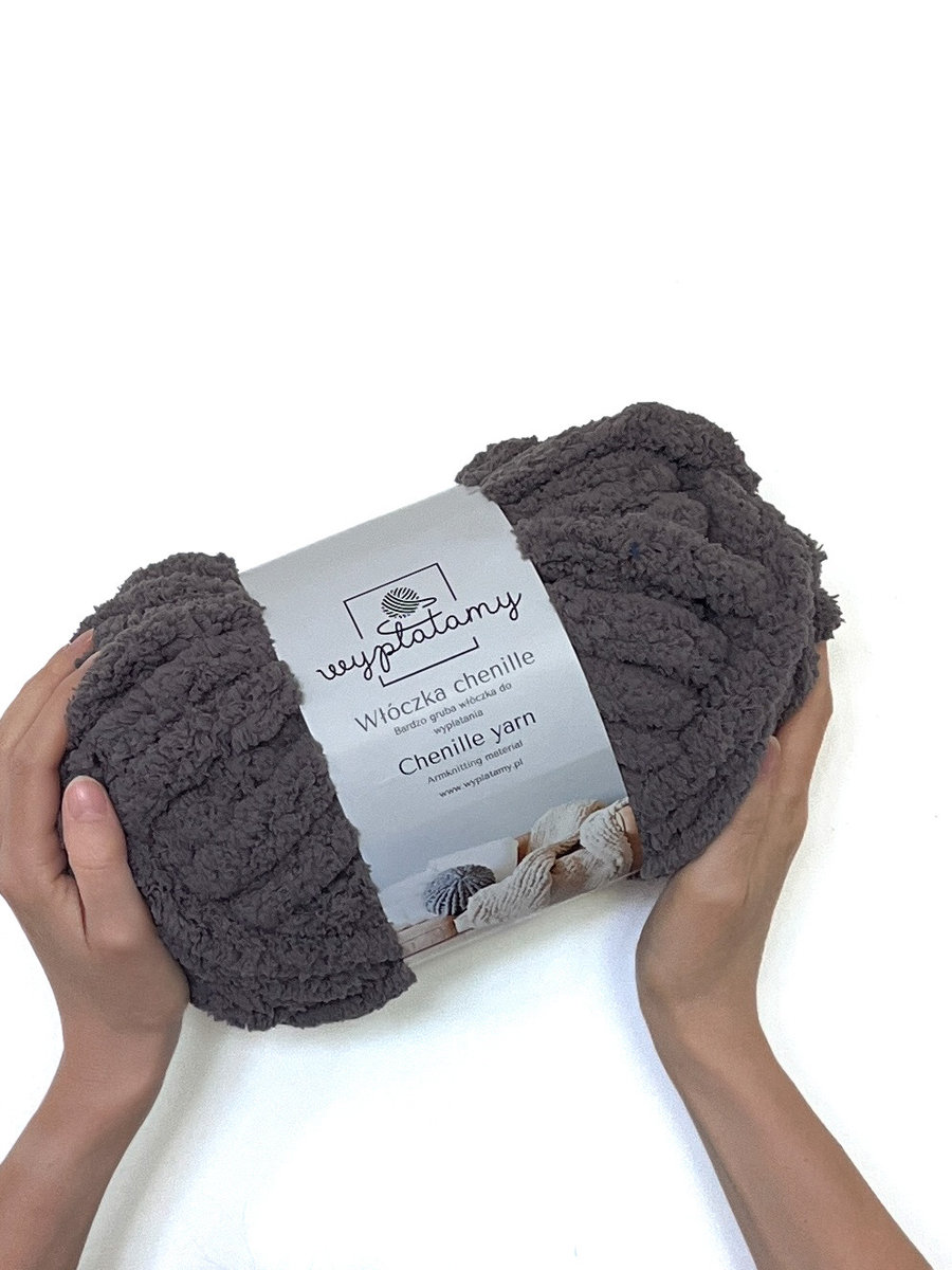 Gruba włóczka chenille Ciemny szary