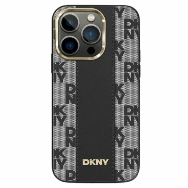 Etui DKNY Leather Checkered Mono Pattern MagSafe na iPhone 13 Pro Max - czarne