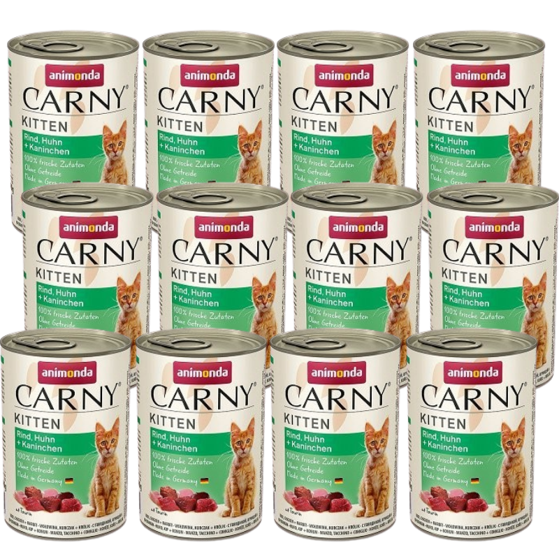 ANIMONDA Carny Kitten smak: wołowina, kurczak i królik 12x400g
