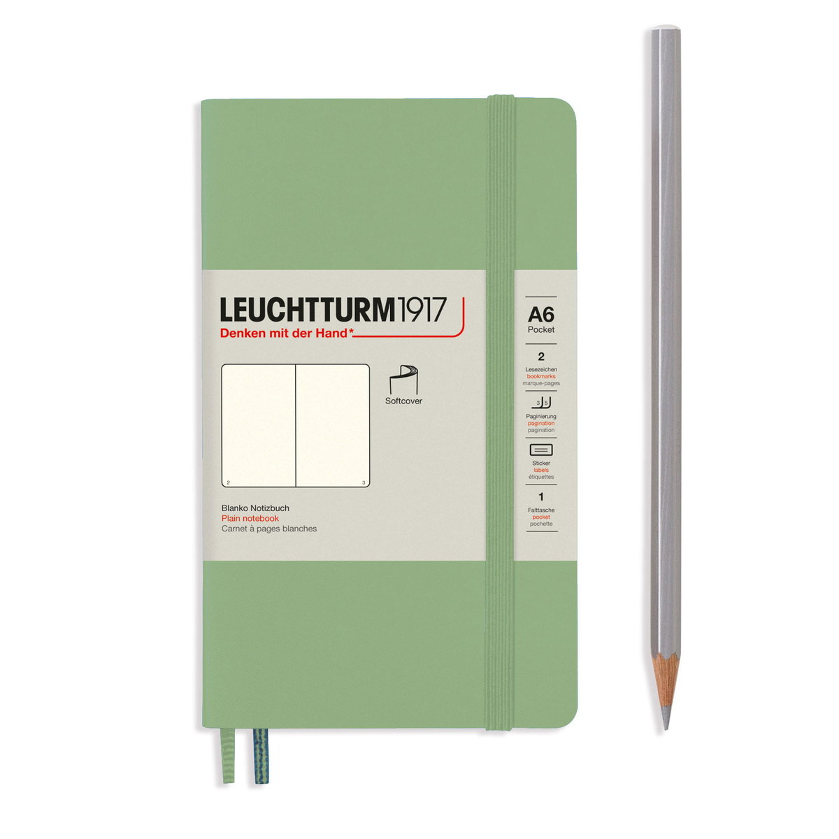 Notatnik Leuchtturm1917 Pocket A6, miękka oprawa, gładki, sage