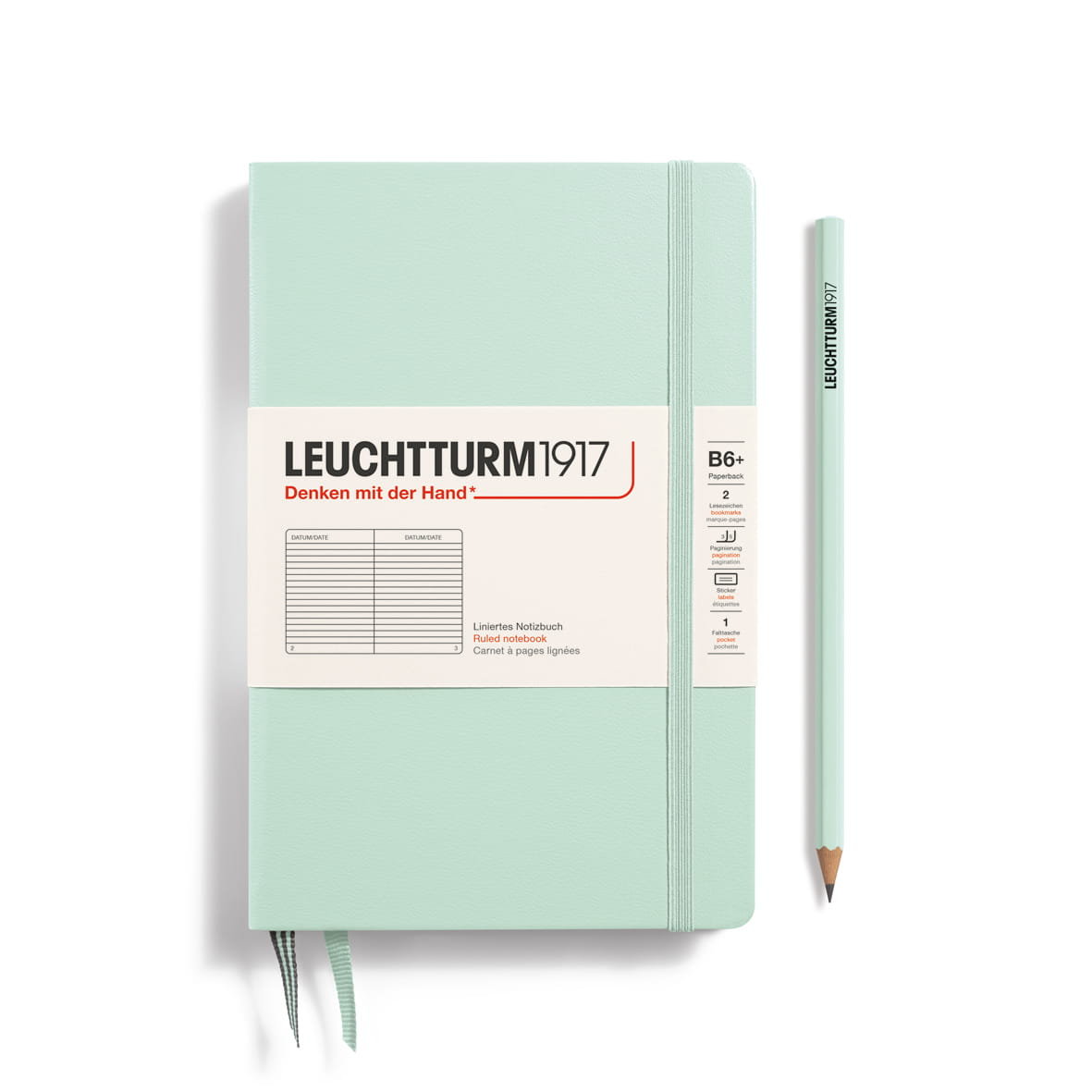 Notatnik Leuchtturm1917 Paperback B6+, Twarda Oprawa, Linie, Mint Green