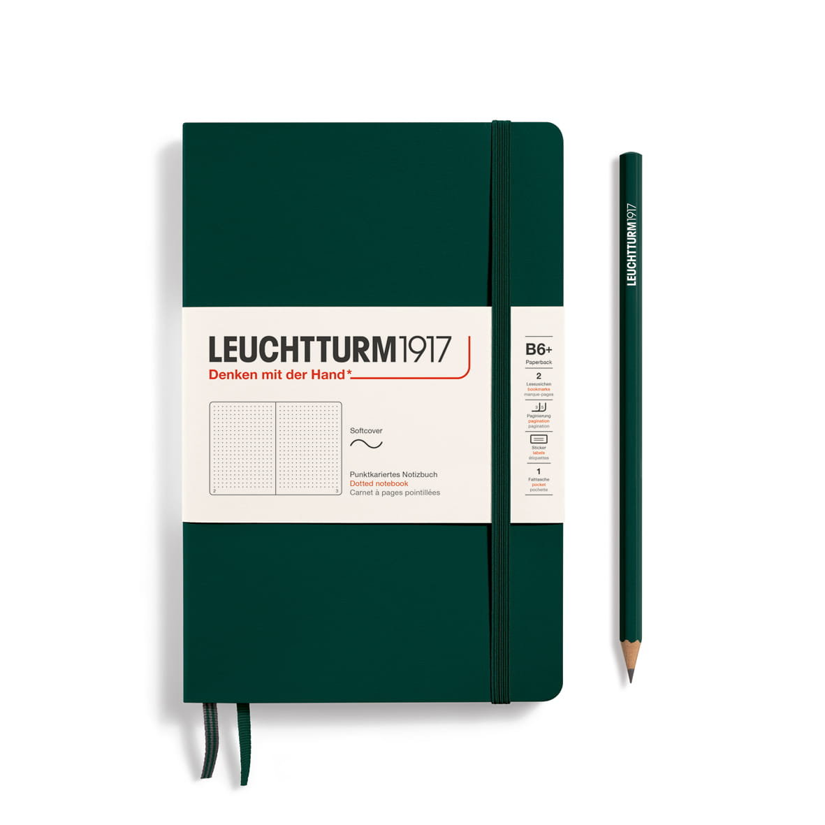 Notatnik Leuchtturm1917 Paperback B6+, Kropki, Forest Green