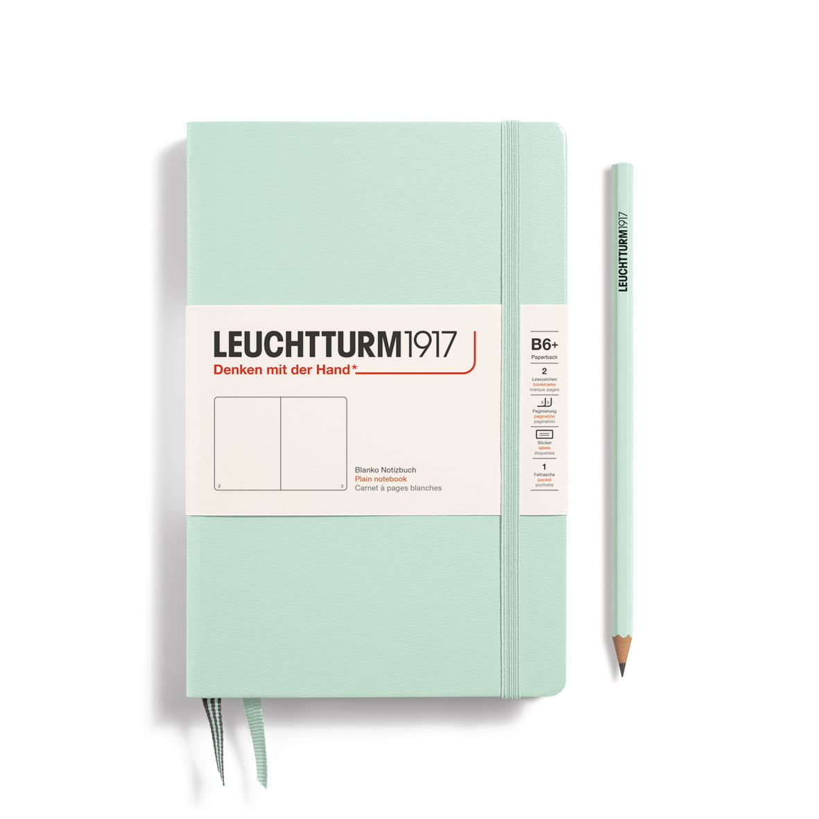 Notatnik Leuchtturm1917 Paperback B6+, Twarda Oprawa, Gładki, Mint Green