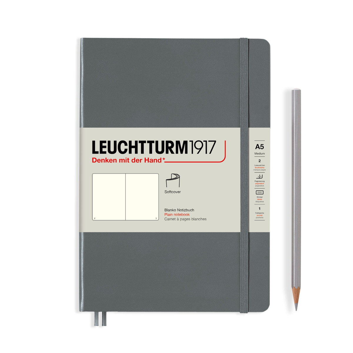 Notatnik Leuchtturm1917 Medium A5, miękka oprawa, gładki, antracytowy