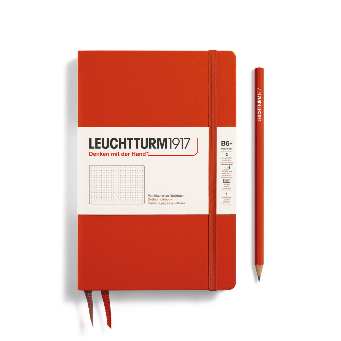 Notatnik Leuchtturm1917 Paperback B6+, Twarda Oprawa, Kropki, Fox Red
