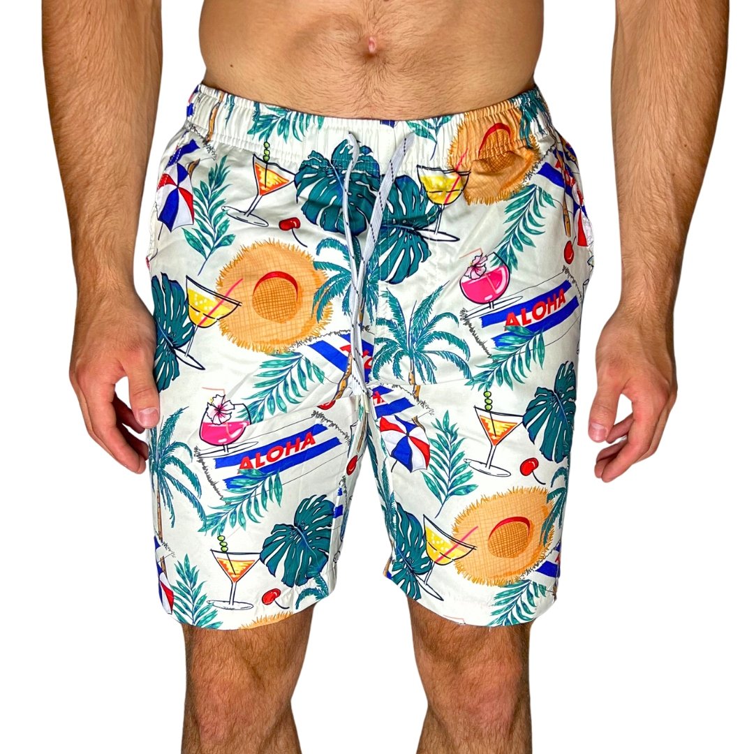 Spodenki Plażowe Szorty Młodzieżowe Męskie Hawajskie Kąpielówki Siatka L