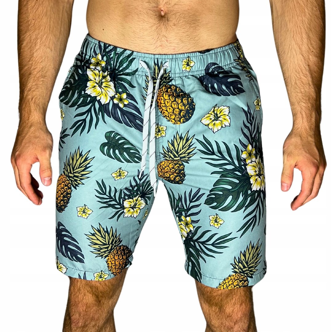 Spodenki Plażowe Szorty Młodzieżowe Męskie Hawajskie Kąpielówki Siatka M
