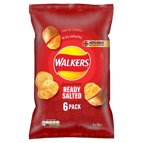 Walkers Ready Salted chipsy ziemniaczane o smaku soli morskiej 6x25 g