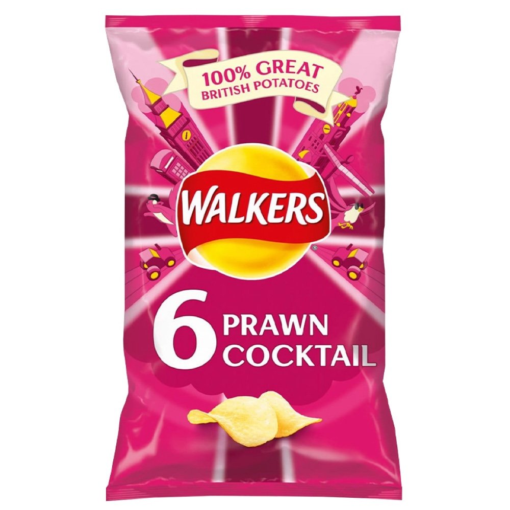 Walkers Prawn Cocktail chipsy ziemniaczane o smaku krewetkowym 6x25 g