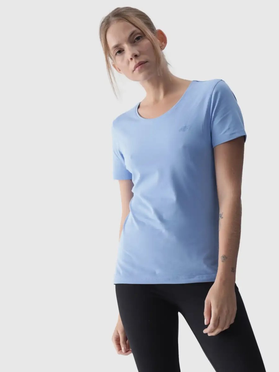 T-shirt slim gładki damski 4F 4FWMM00TTSHF1845-32S Niebieski
