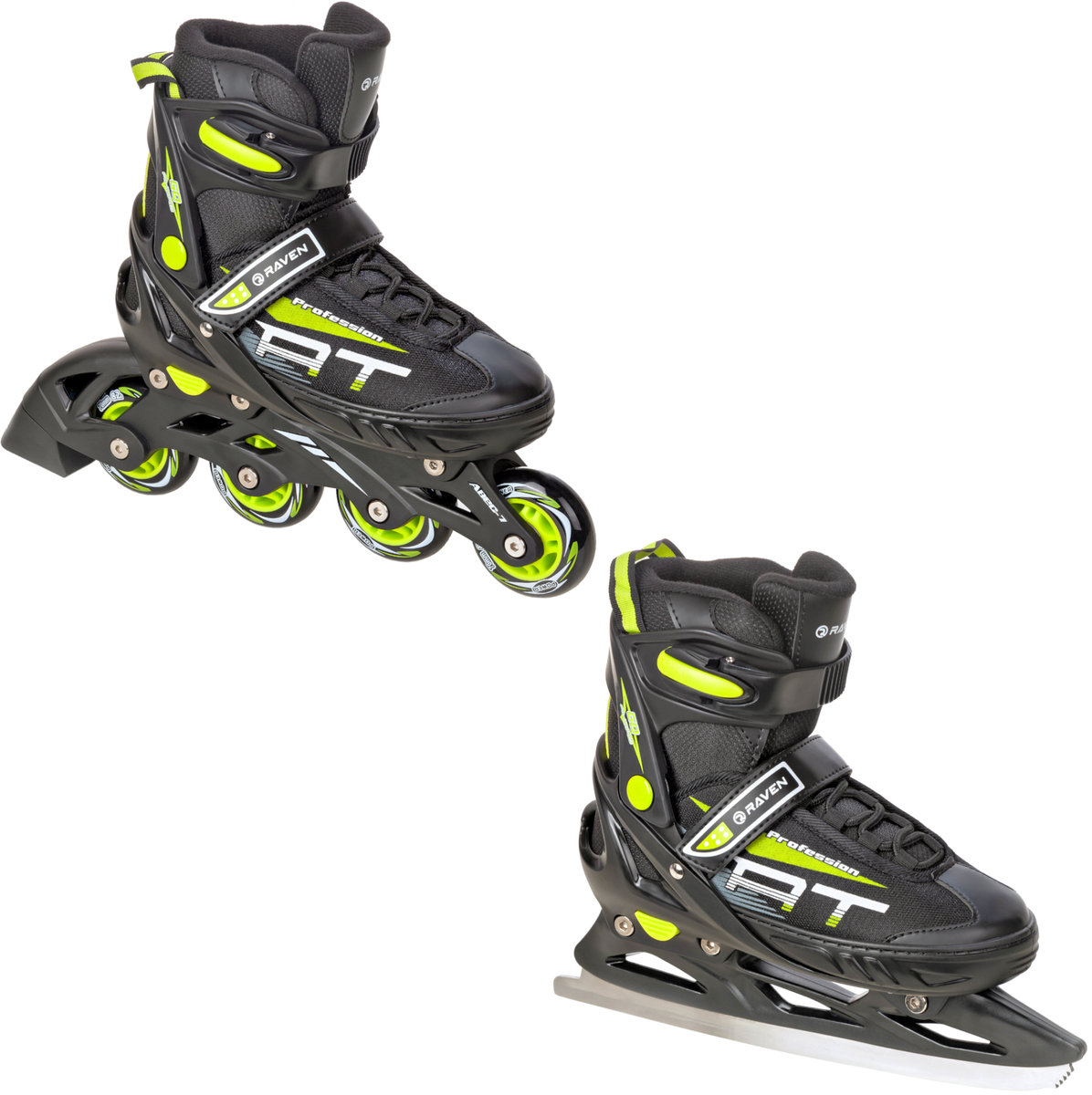 Rolki Łyżwy 2w1 RAVEN Profession Black/Lime 28-32