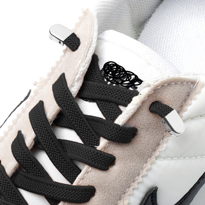 ELASTYCZNE PŁASKIE SZNUROWADŁA SZNURÓWKI DO BUTÓW SPORTOWYCH CZARNE