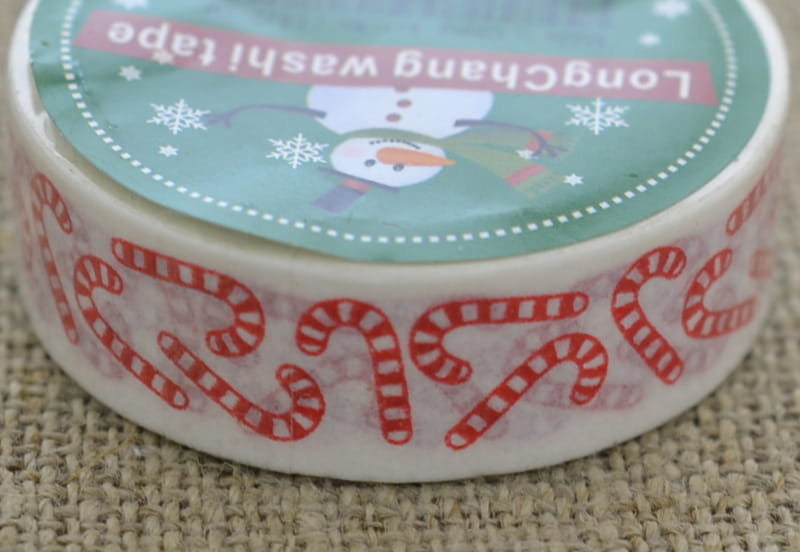 [ś07355] Taśma washi tape biała laski cukrowe 10m