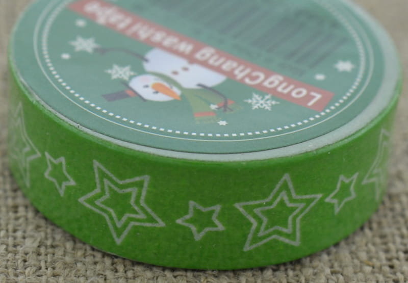 [ś07337] Taśma washi tape zielona gwiazdki 10m