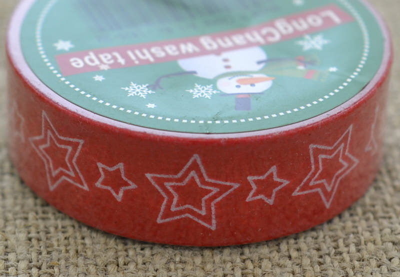 [ś07363] Taśma washi tape czerwona gwiazdki 10m