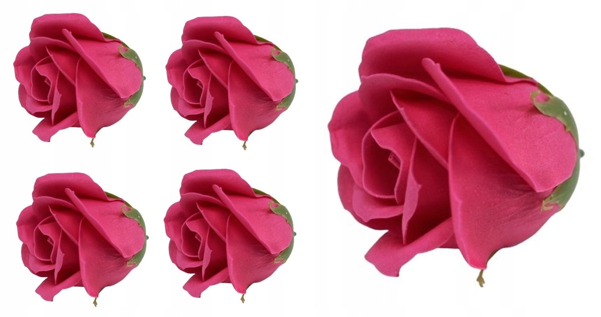 KWIATY MYDLANE pachną z mydła 5szt fuksja fiolet na box prezent róża