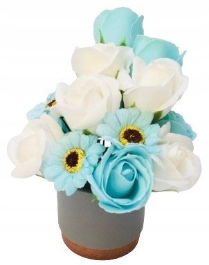 BUKIET KWIATY MYDLANE pachnące na stół prezent upominek urodziny box ślub