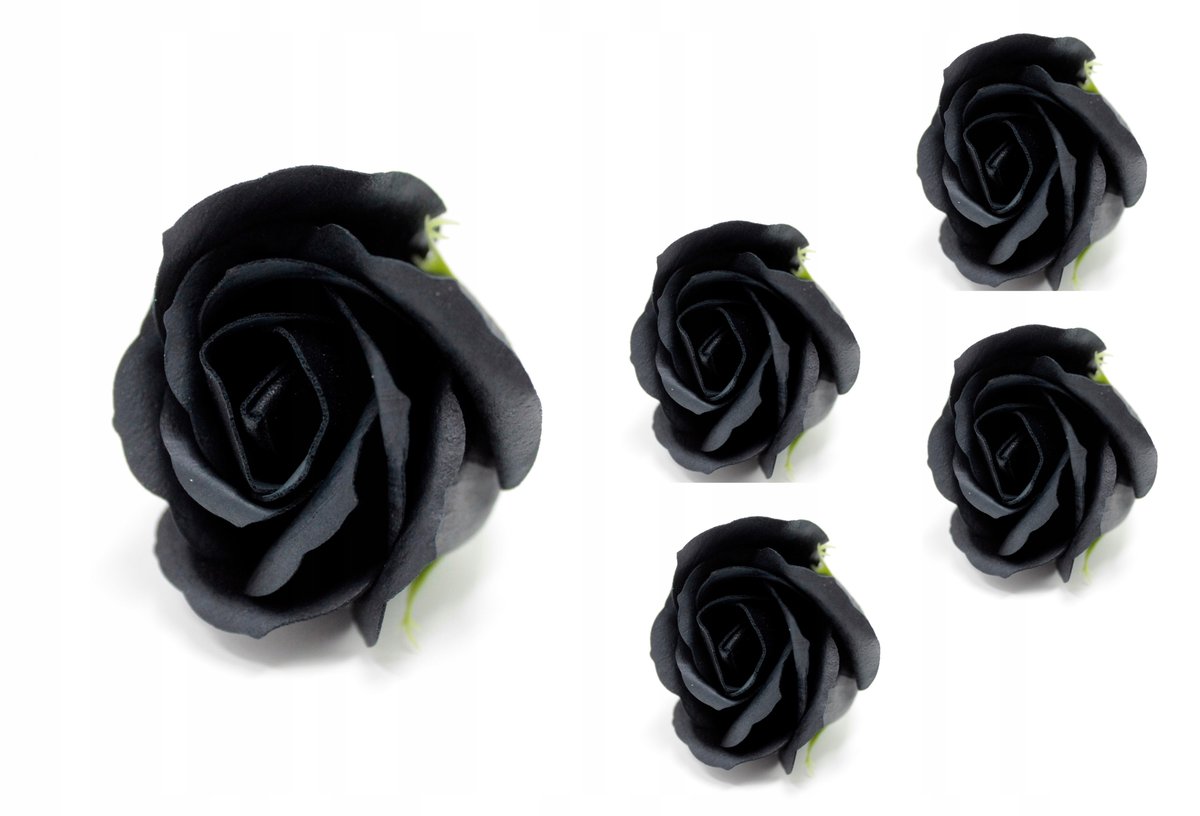5szt CZARNA RÓŻA kwiaty mydlane NA BUKIET box żal odrodzenie prezent dar