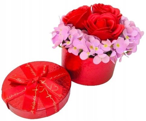 FLOWER BOX KWIATY MYDLANE RÓŻE HORTENSJE na prezent upominek kobiety bukiet
