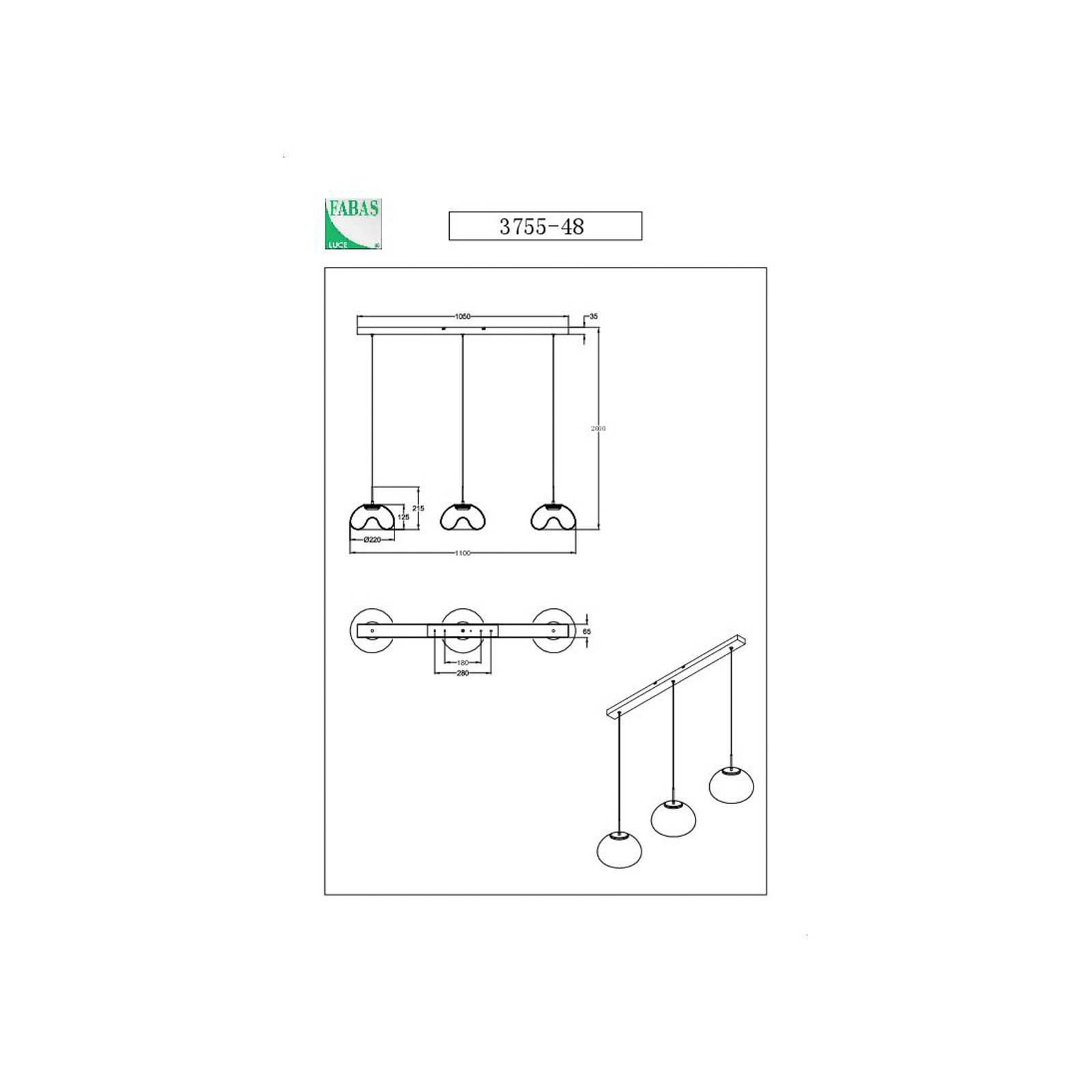 Fabas Luce Lampa wisząca LED Brena, koniak, 3-punktowa, ściemniana, CCT