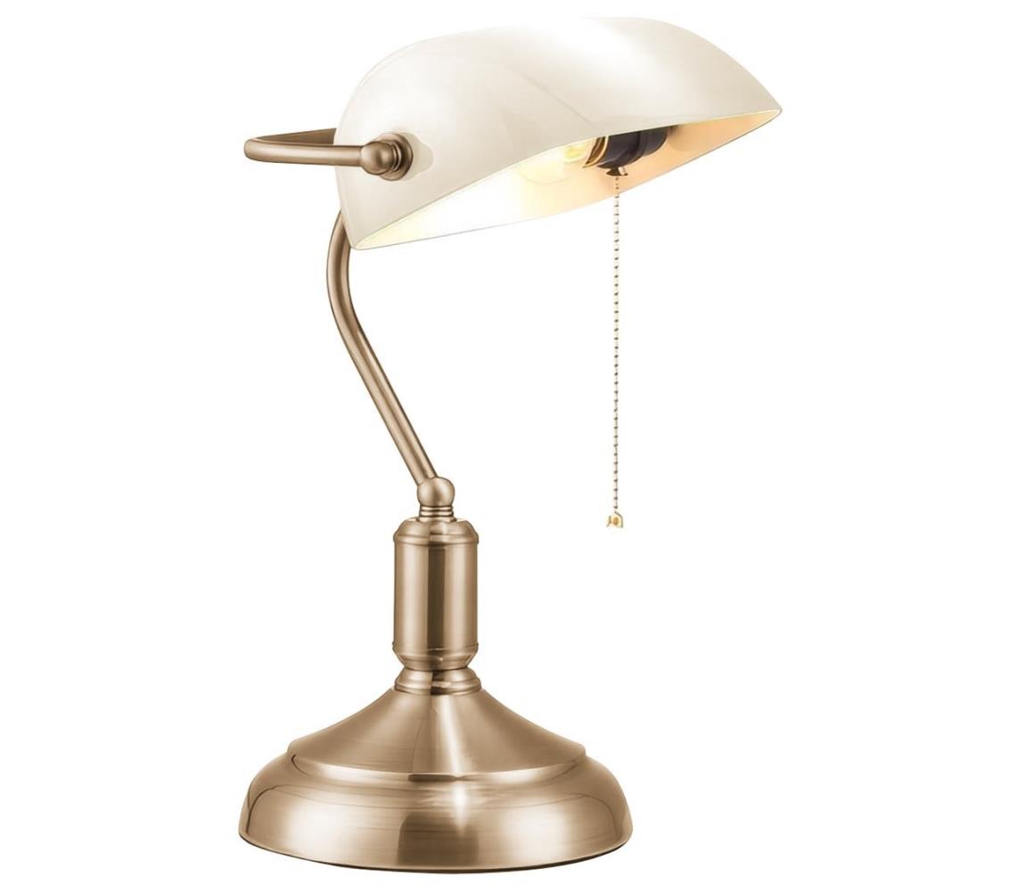Brilagi - Lampa stołowa BANK OFFICE 1xE27/60W/230V mosiądz/biała