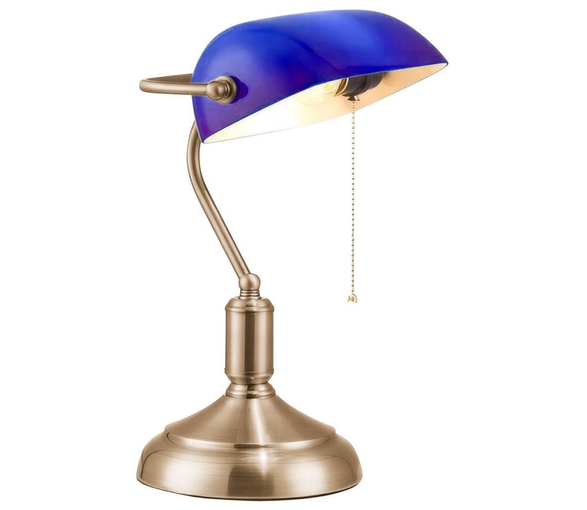 Brilagi - Lampa stołowa BANK OFFICE 1xE27/60W/230V mosiądz/niebieska